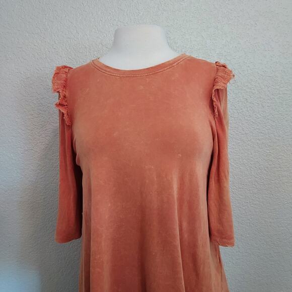 Anthro's Eri + Ali Coral Orange Flutter Short Sleeve Blouse Size S - Picture 2 of 15
